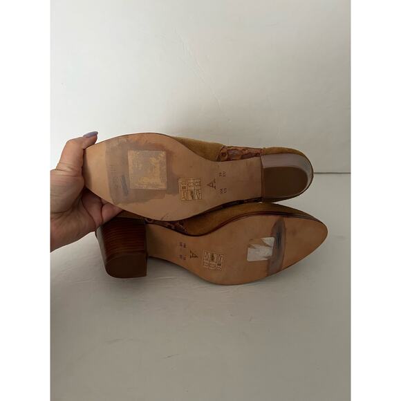 Anthropologie Women's Camel Suede Sheer Back Zip Boots Close Toe Tan Size 9M - Picture 11 of 12